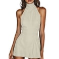 thumbnail image 2 of ClodeEU Women's Halter High Neck Sleeveless Mini Dress,Slim Waist Flared Short Party Dress Beige,Women's Plus L, 2 of 6