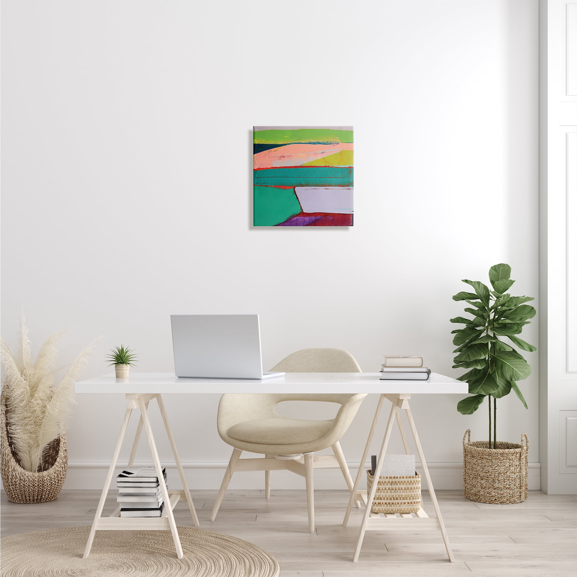 Radiant Abstract Colors Layered Geometric Shapes Abstract Gallery-Wrapped Canvas Print Wall Art, 17x17