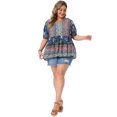 thumbnail image 3 of DARING DIVA Women's Plus Soft Boho Floral Print V Neck  Summer Blouses 4X Deep Blue, 3 of 6