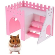 Hamster Guinea Pig House Hideout Playground Exercise Toy With Ladder Pink