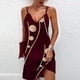 thumbnail image 1 of Vestido sexy informal con tirantes de lunares y escote en V de fibra de poliéster para mujer, 1 of 7