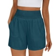 thumbnail image 6 of Olyvenn Women's Smocked Waist Shorts Pocket Casual Summer Shorts Blue XXL, 6 of 6