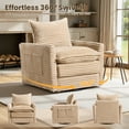 thumbnail image 4 of Vcatnet Swivel Accent Chair 360°Corduroy Swivel Armchair Reading Chair with Side Pockets for Living Room, Bedroom, Reading Room Beige, 4 of 8