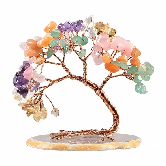 LAMIRO Amethyst Crystal Tree Crystals Healing Stones Reiki Natural Crystals Base Copper Wire Tree Life Spiritual Meditation Energy Tree Room Office Desk Decor Gifts for Women Men