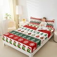 thumbnail image 4 of Homewish Vintage Xmas Tree Bed Sheets, Tribal Western Christmas King Sheets, Green Red Santa Claus Socks Sheet Set, Lightweight Room Decor, 4pcs, 4 of 7