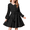 Black, variant on Arshiner Tween Girls Dresses Fall Long Sleeve V Neck Waist Tie Ruffle Tiered Swing Skater Dress