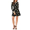 thumbnail image 2 of MODA NOVA Juniors Peter Pan Collar Long Sleeves Above Knee A Line Dress Black-Heart L, 2 of 6