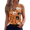 thumbnail image 3 of IMENGL Women's Tank Tops Soft Halloween V Neck Vest Shirts | Pumpkin Graphic Shirt Halloween Print Layering Halloween Outfit Casual Sleeveless Slim-Fit Camisole for Women,M-XXL, 3 of 7