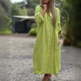 thumbnail image 4 of JUNWELL Chemise en Coton et Lin Longue Robe pour Femmes Cardigan à Manches Longues Décontracté Robe Musulmane Femmes Kaftan Gilet à Simple Boutonnage, 4 of 7
