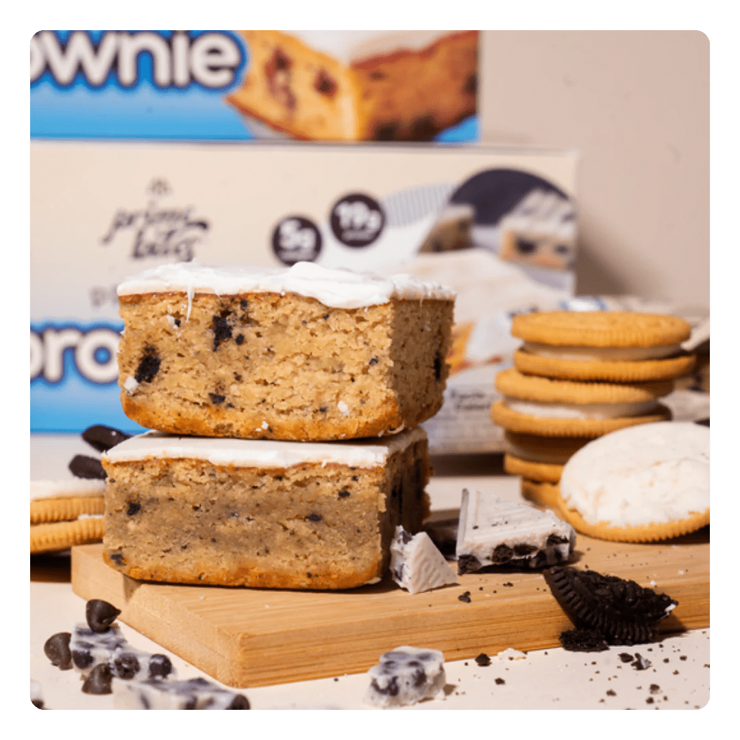 Cookies & Cream Blondie, 12 Count Prime Bites Protein Brownie with 19g Protein and 5g Collagen
