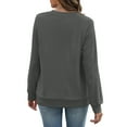 thumbnail image 3 of V Neck Sweatshirt Women with Pockets Casual Plain Comfort Hoodless Hoodies Cozy Fleece Pullover Sweatshirts No Hood Dark Gray L, 3 of 3