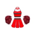 thumbnail image 2 of Xnihocha Girls Classic Cheerleading Team Uniform Mesh Splice Crop Top with Pleated Boxer Skirts Rooter Stage Suit Red 14, 2 of 7
