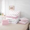thumbnail image 6 of jejeloiu Kawaii Cartoon Bowknot 7pcs Bedding Comforter Set,Girls Pink Bow Queen Bedding Sets For Girl Kids Reversible, 6 of 8