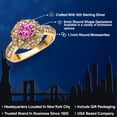 thumbnail image 2 of 18K Yellow Gold Plated Silver Pink Created Sapphire and White Moissanite Engagement Ring for Women (1.39 Cttw, Center 6MM, Gemstone September Birthstone, Available in Size 5, 6, 7, 8, 9), 2 of 6