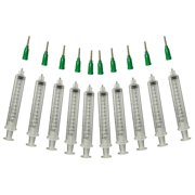 Precision Applicator 10cc Syringe w/14 Gauge Olive Tip -Glue, Henna -10 Pack