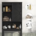 thumbnail image 3 of Over The Toilet Storage Cabinet, Bathroom Organizer with Adjustable Shelves and Anti-Tip Device, Space-Saving Storage Solution, Black, 3 of 9