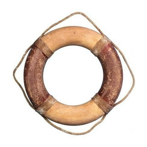 Handcrafted Model Ships Lifering 20-425 Seaworn Decorative Red And White Vintage Lifering - 20 in.