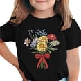thumbnail image 1 of Zpanxa T-Shirts d'Été pour Filles Imprimé de la Fête de l'Indépendance Col Rond Manches Courtes Haut Polyester Spandex 10-11 Ans, 1 of 6