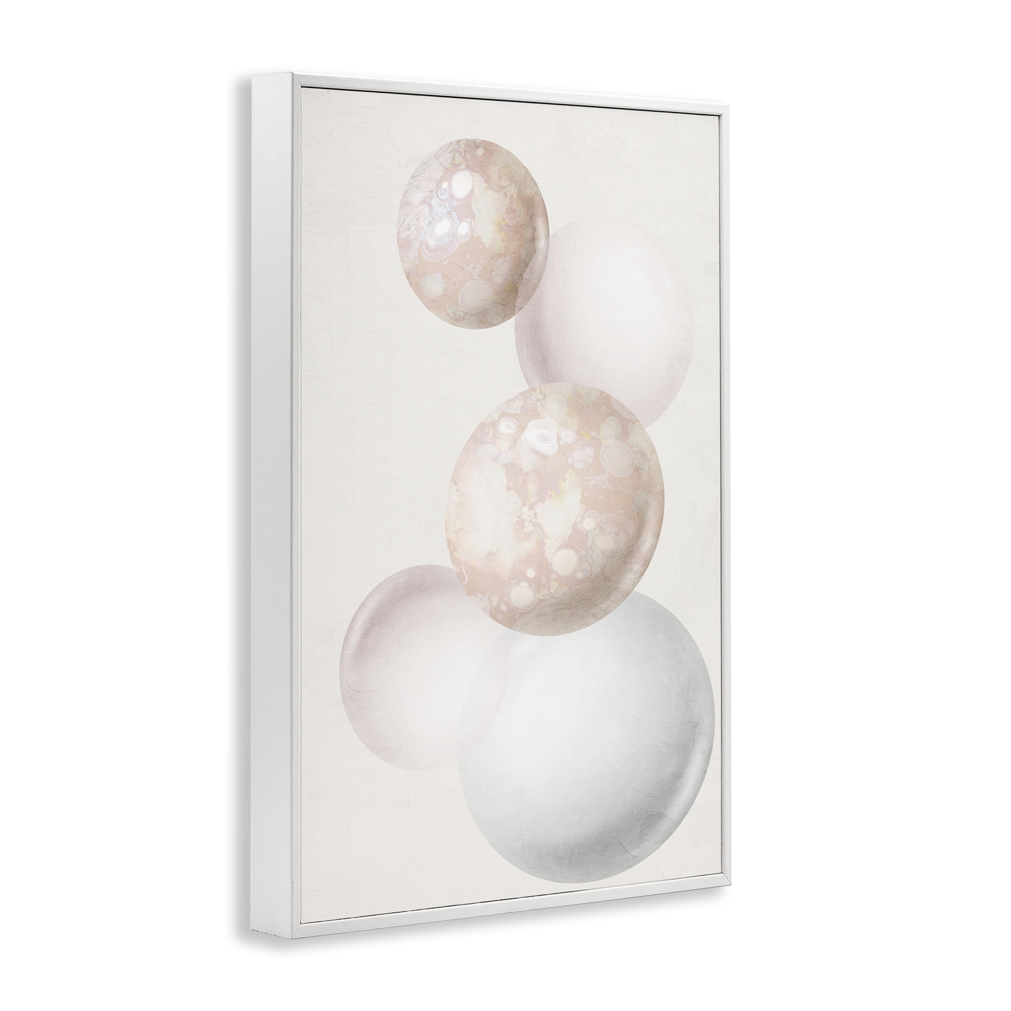 Stupell Industries Round Neutral Orbs Abstract Painting White Framed Art Print Wall Art, 12 x 18