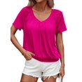 thumbnail image 1 of Camisetas Casuales de Verano para Mujer, Camisetas de Corta con Cuello en V, Camisetas Rosa Rojo M, 1 of 7
