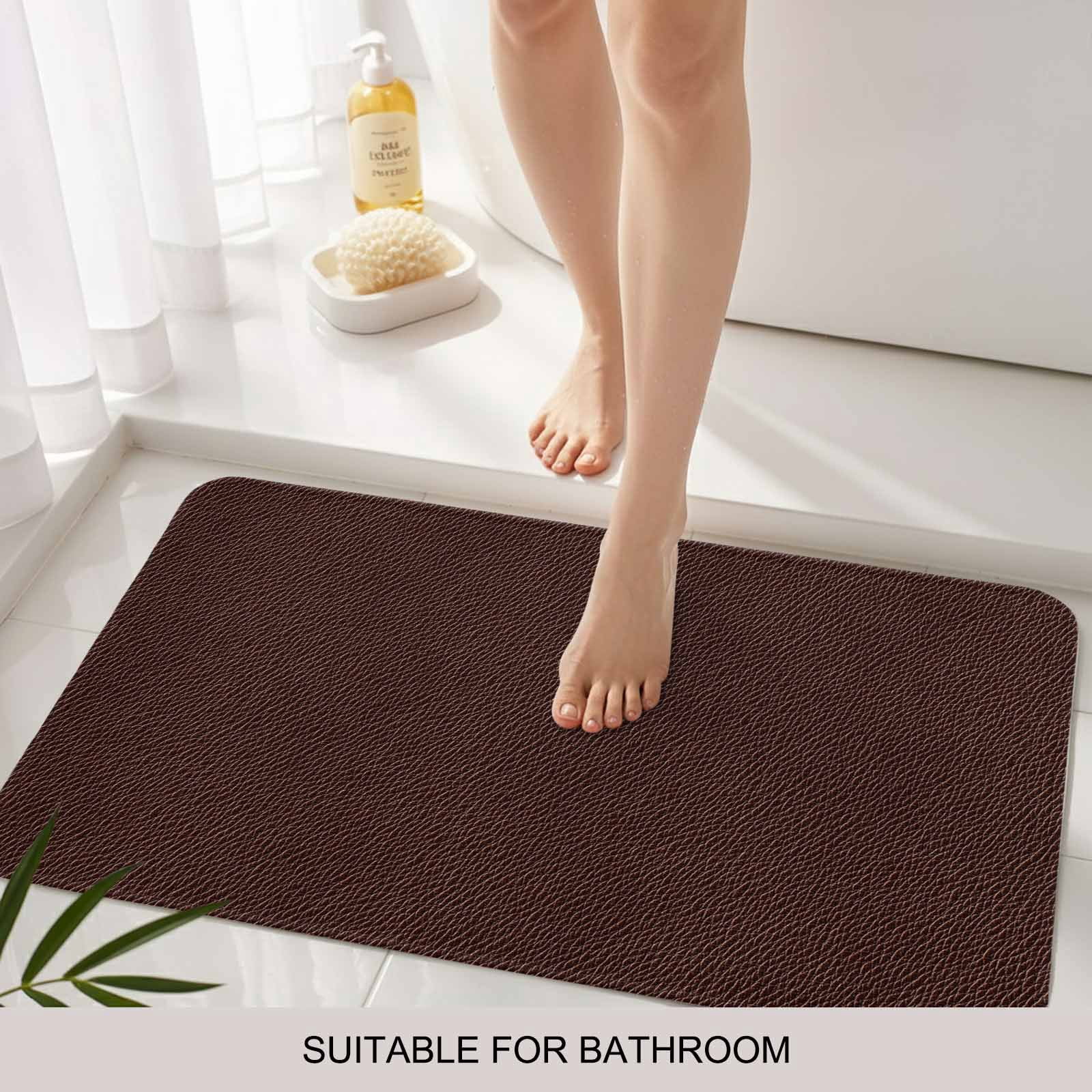 Solid Brown Doormat Outdoor Entrance 24"x36", Vintage Minimalism Abstract Denim Pattern Absorb Moisture Dirt Door Mats, Non-Slip Rubber Backing Floor Mats Indoor, Low-Profile Front Door Rugs