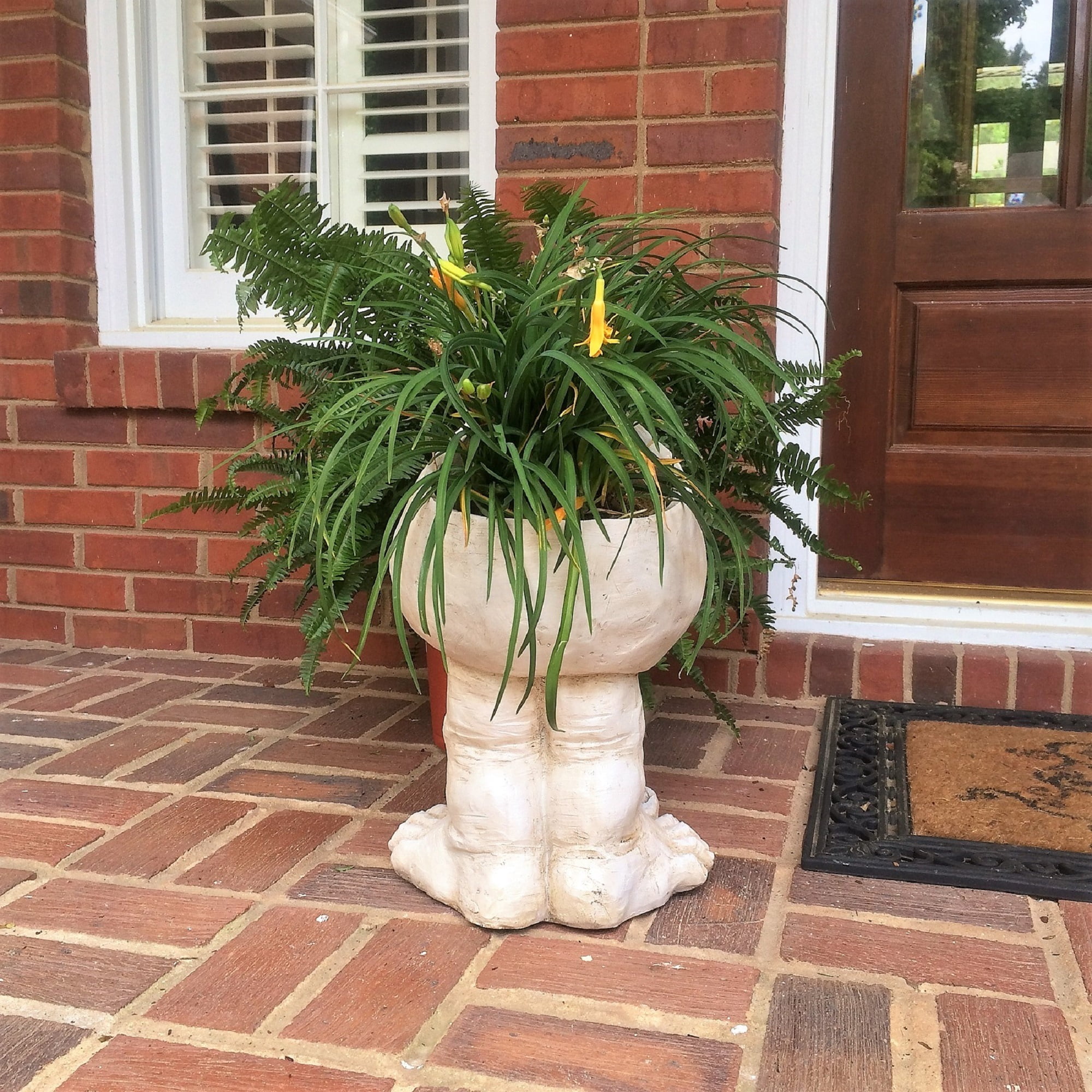 Homestyles Antique White Papa John the Muggly Statue Humorous Face Planter Pot