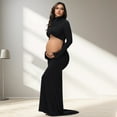 thumbnail image 6 of JustVH Maternity Long Sleeve Turtleneck Photography Dress Cut Out Belly Sexy Gown for Baby Shower, 6 of 7