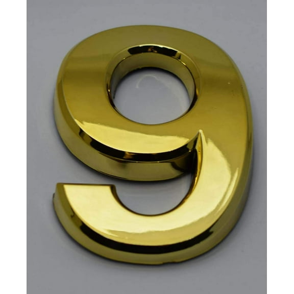 Apartment Number Sign/Mailbox Number Sign, Door Number Sign. Number 9 (Gold,3D, Size 2.75 x 1.75, Comes with Double Sided Tape)- The Maple line.