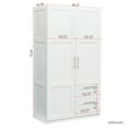 thumbnail image 6 of 70.87" High Wardrobe & Kitchen Cabinet, Freestanding Storage Cabinet with 2 Doors, 3 Adjustable Shelves and 2 Drawers, Modern Wooden Wardrobe Armoire Closet for Bedroom Living Room, White, 6 of 7