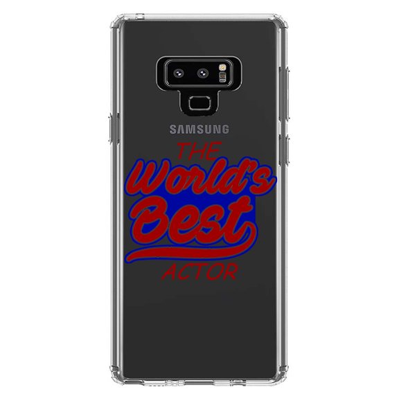 DistinctInk Clear Shockproof Hybrid Case for Samsung Galaxy Note 9 - TPU Bumper Acrylic Back Tempered Glass Screen Protector - The World's Best Actor