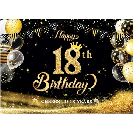 WOLADA Happy 18th Birthday Backdrop Photography Cheers to 18 Years ...