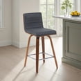 thumbnail image 2 of Vienna Counter Height Swivel Bar Stool with Black Seat and Walnut Wood Frame, 2 of 5