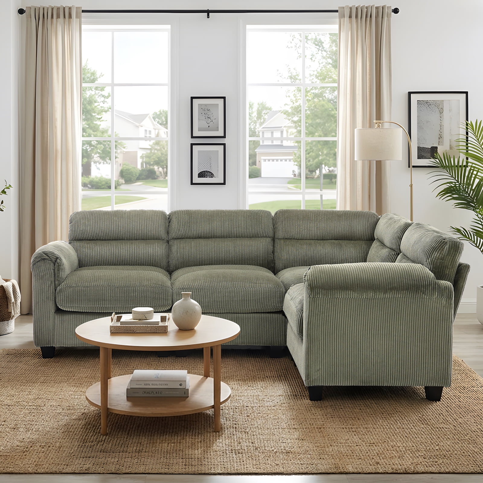Bonzy Home Modular Sectional Sofa, L‑Shaped Couch, Ultra‑Comfort Seating – Configurable for Living Room & Family Room; Green