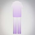 thumbnail image 5 of Ndbuld Scrubs for Women Set Spring And Summer Solid Woman Print Short Sleeve V-Neck T Shirts Top And Long Pants Working Set Suit Rollbacks,Purple,2XL, 5 of 6