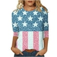 thumbnail image 3 of Meichang 4th of July Tshirts Shirts for Women 3/4 Length Sleeve Womens Tops USA Flag Graphic T Shirts Holiday Crew Neck Patriotic Shirts Tunic Top, 3 of 6