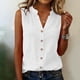 thumbnail image 2 of Eres Más Que una Camisa de Puntuación de Prueba Blusa de Botón sin Mangas de Color Sólido Casual para las Mujeres, Camisetas de Mujer Cuello en V Moda de Poliéster para el Verano, 2 of 8
