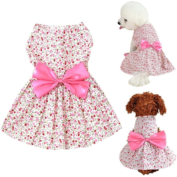Vestido para perro: vestidos de princesa floral para cachorro, vestido de perro, falda tutú con lazo, ropa fina y linda de verano para mascotas, ropa para perros pequeños, medianos, gatos, gatitos,
