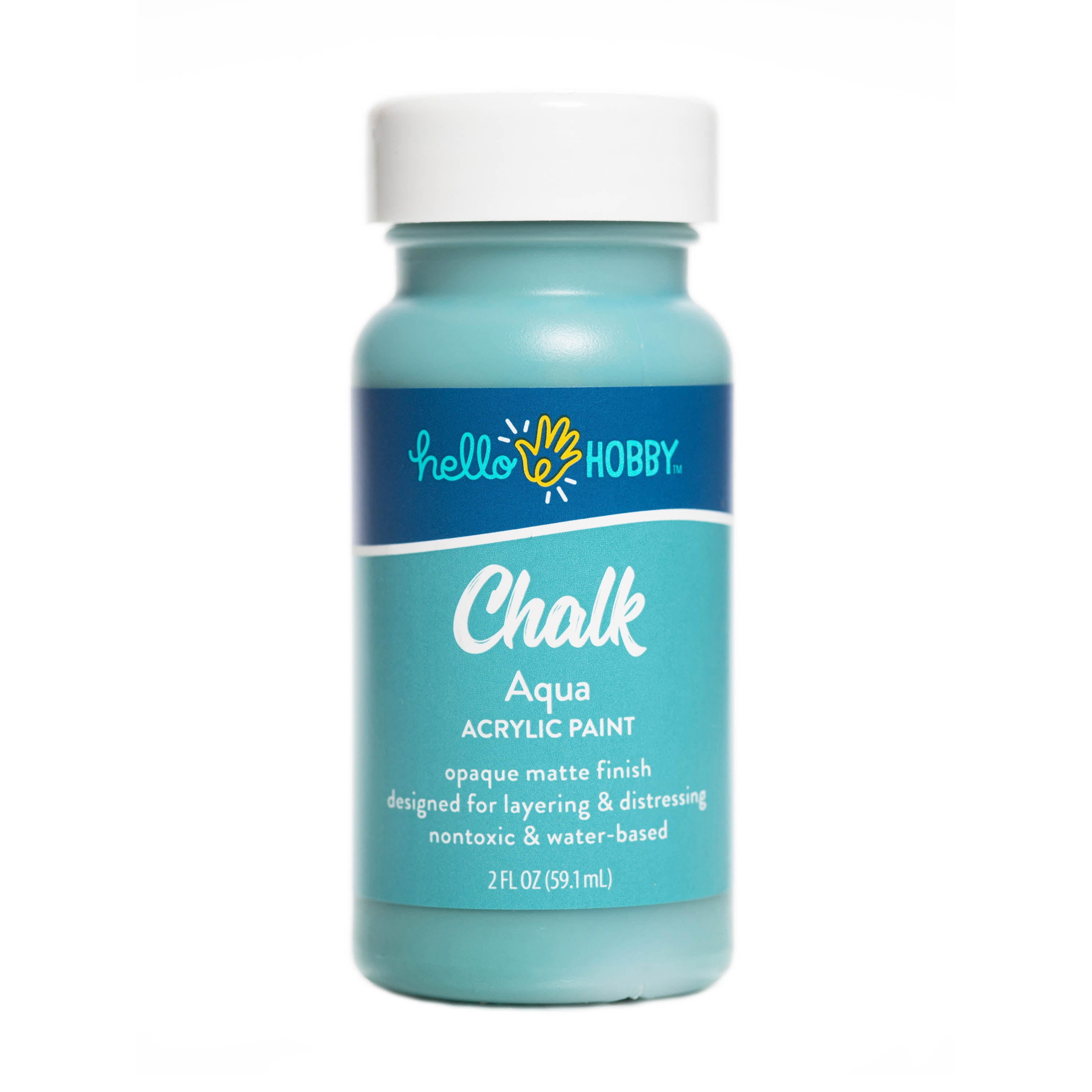 Hello Hobby Chalk Acrylic Paint, Ultra Matte, Aqua, 2 fl oz 40481