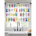 thumbnail image 2 of Colorful Monsters Sheer Curtains 45 Inch Length 2 Panels Set Window Treatments, Abstract Cartoon Cute Artistic Funny Rod Pocket Semi Curtains for Living Room/Bedroom/Kitchen Décor, 104"W x 45"L, 2 of 7