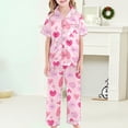 thumbnail image 4 of CAIXIA Girls Pajama Set Size 7 3 Pieces Summer Button Down Silk Pajamas for Girls Summer Short Sets Satin Pjs Sleepwear Lounge for Kids Nightwear for Bedtime,30-Light Pink, 4 of 6
