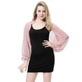 thumbnail image 2 of Bolero de gasa Sunnimix de manga larga para mujer color rosa, 2 of 8