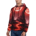 thumbnail image 3 of Lsque Red Moon Lava Pattern Casual Men's Hoodie,Hooded Sweatshirt with Kangaroo Pocket,Pullover Hoodie-Small, 3 of 7