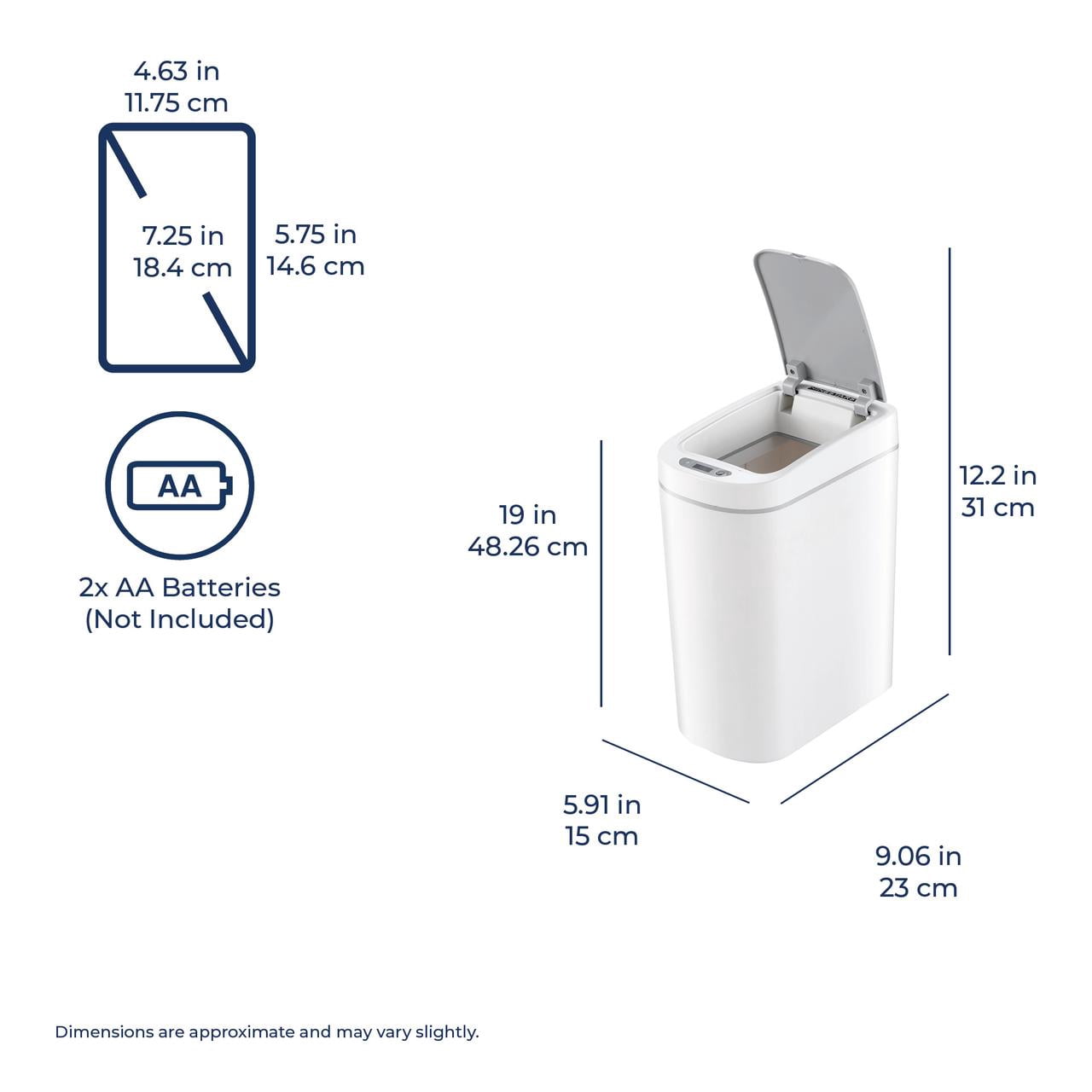 (4 pack) Nine Stars Automatic Bathroom Trash Can, 2 Gallon Plastic Motion Sensor Garbage Bin with Soft Close Lid, White