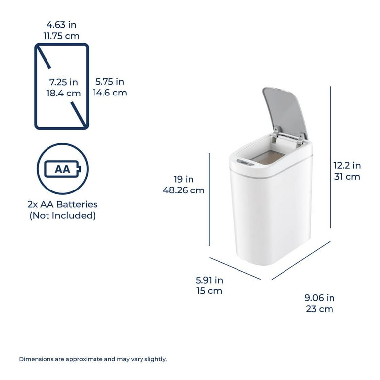 Nine Stars, 1.85 Gallon, Automatic Lid, Touchless, Slim White