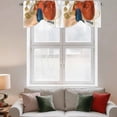 thumbnail image 3 of Tie Up Valances for Windows, Orange Blue Boho Adjustable Valance Curtains Window Treatment for Living Room/Bedroom, Farmhouse Geometric Golden Striped Rod Pocket Kitchen Curtains & Drapes 42x18 Inch, 3 of 9