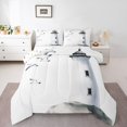 thumbnail image 1 of Erosebridal Watercolor Nautical Lighthouse Bedding Twin Comforter Set, Seagull Bird Down Comforter, Reversible 2 Pieces, 1 of 8