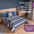 thumbnail image 6 of Vianney Queen Comforter, Novo Boston Bedding, Reversible Lightweight Quilted Blanket in Blue and Grey Striped Design with Solid Light Grey on Other Side, 91”x93”, 6 of 8