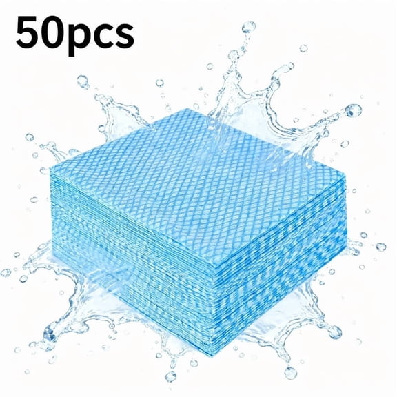 50-Pack Reusable Dish Cloths, 11.8" Blue Disposable Towels, Washable Handy Cleaning Wipes for Kitchen, Home, Multi-Use Paper Towel Alternative, Cleaning Towels