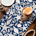 thumbnail image 5 of Ocean Shell Table Runner, Starfish Conch Retro Beach Blue Texture Cotton Linen Kitchen Table Decoration Washable Dining Tabletop Runners for Home Party Decor 13x72 Inches, 5 of 9