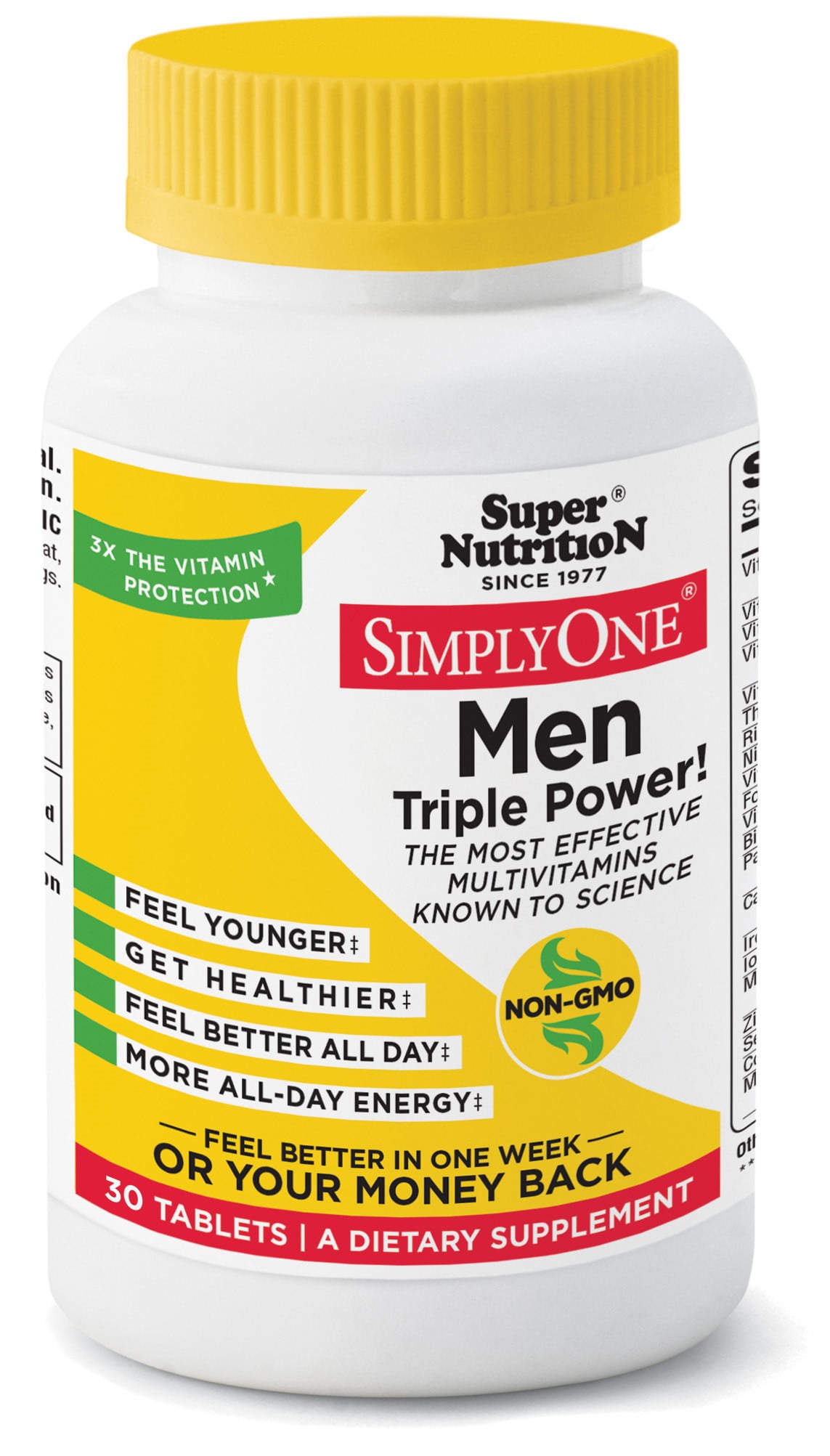 SuperNutrition SimplyOne Men Triple Power Multivitamin Tablets, 30 Ct
